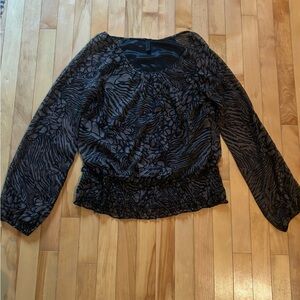 Vero Moda Elegant Black And Brown Patterned Women's Top